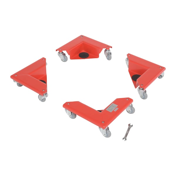 Red Steel Corner Mover Dolly 1200 Lb Capacity Per Set 4 Pack
